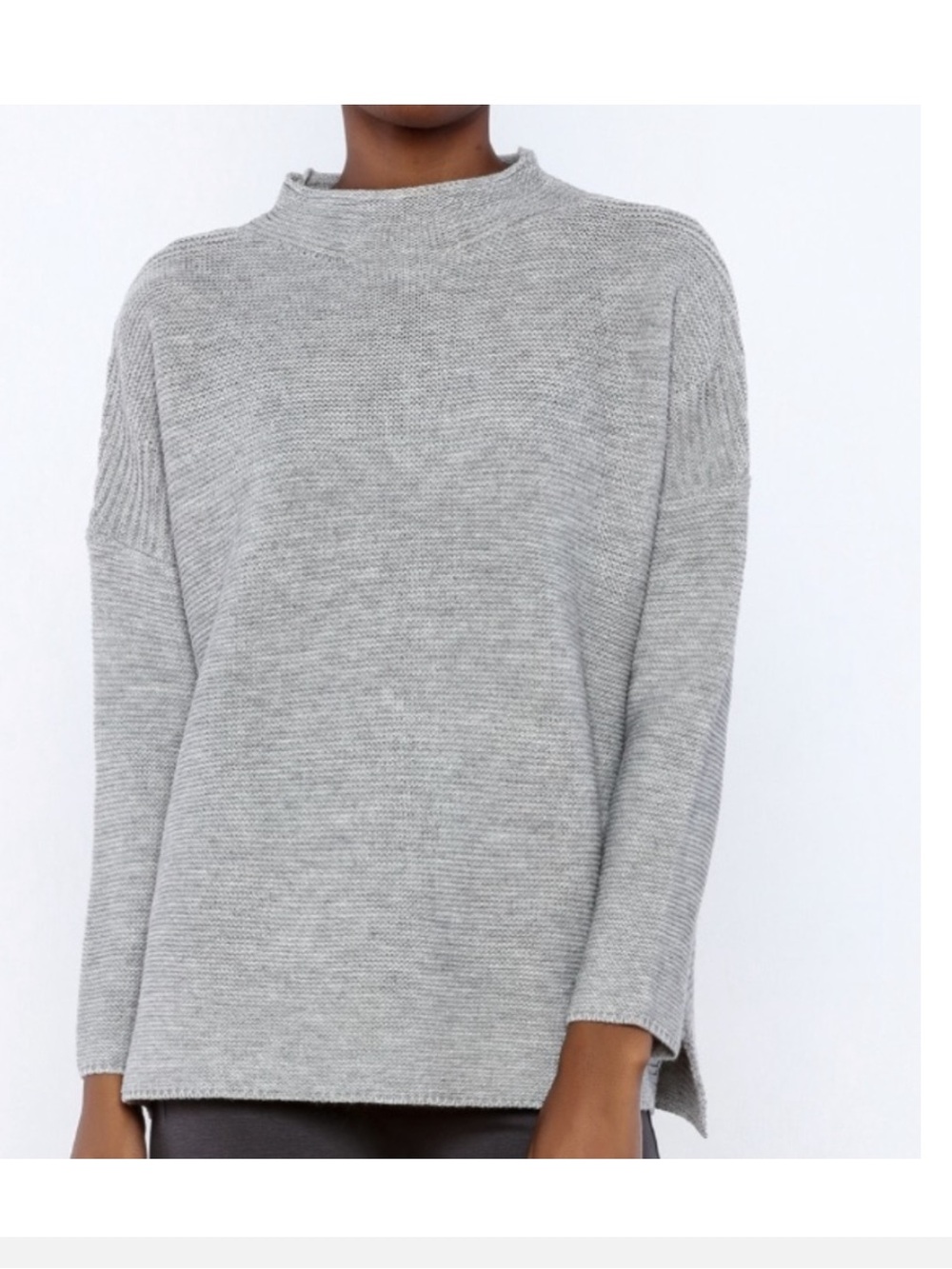 Knotsisters Mock Neck Knit Sweater - Gray XS